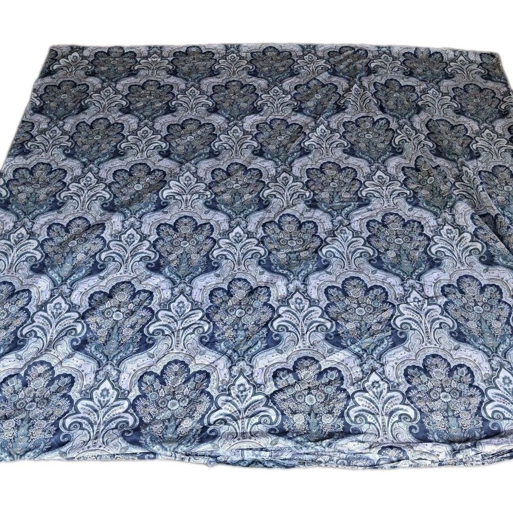 Pottery Barn Jordana Blue Paisley 100% Cotton  Duvet Cover Queen